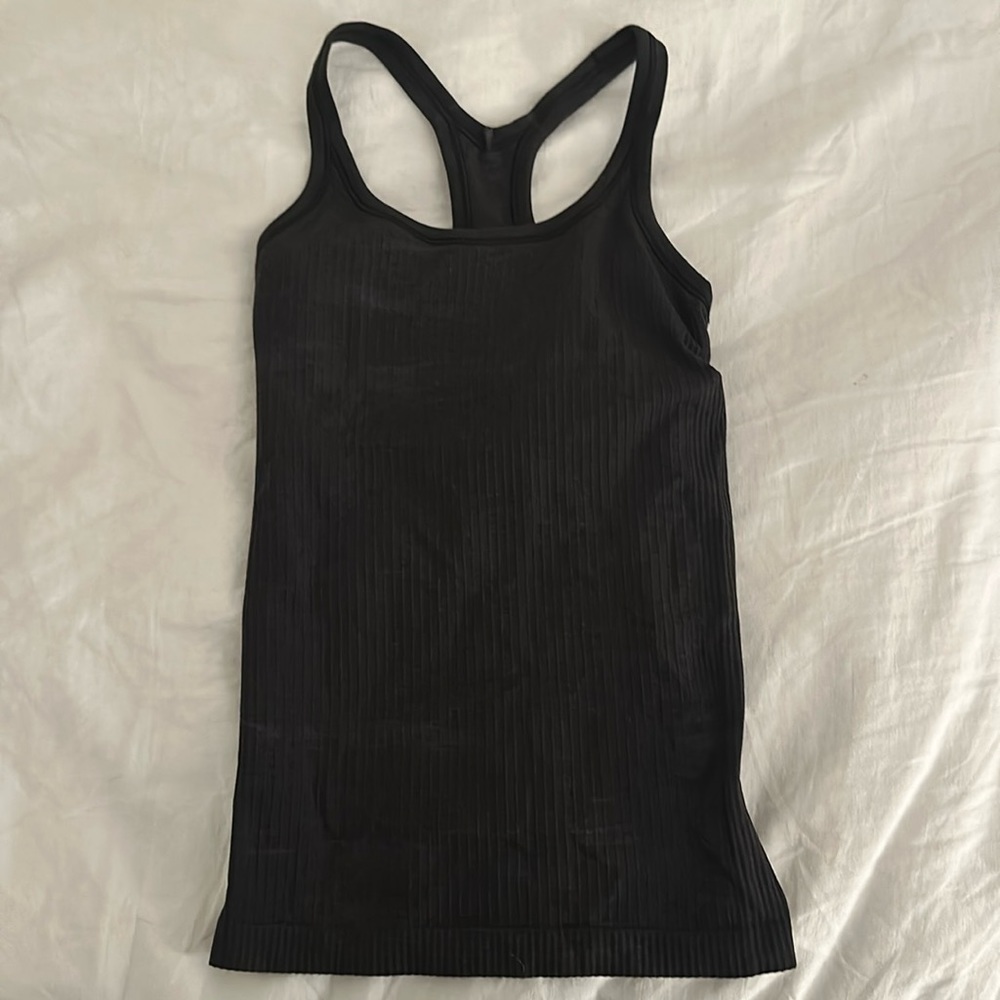 black lululemon ebb to street tank size 2